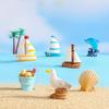 3/11Pcs/Set Miniature Seaside Theme Toy Kit Mini Resin Surfboard Seashell Seabirds Dolphin Starfish Boats Bucket Shoes Sun Model Summer Beach
