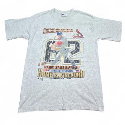 Винтажная футболка Mark McGwire Cardinals 90-х годов, размер L для взрослых, серая, MLB, Хоум-ран