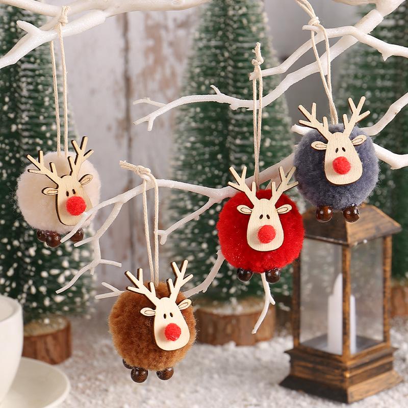 2024 New Christmas Deer Hair Ball Pendant, New Elk Felt Pendant, Holiday Christmas Tree Decoration