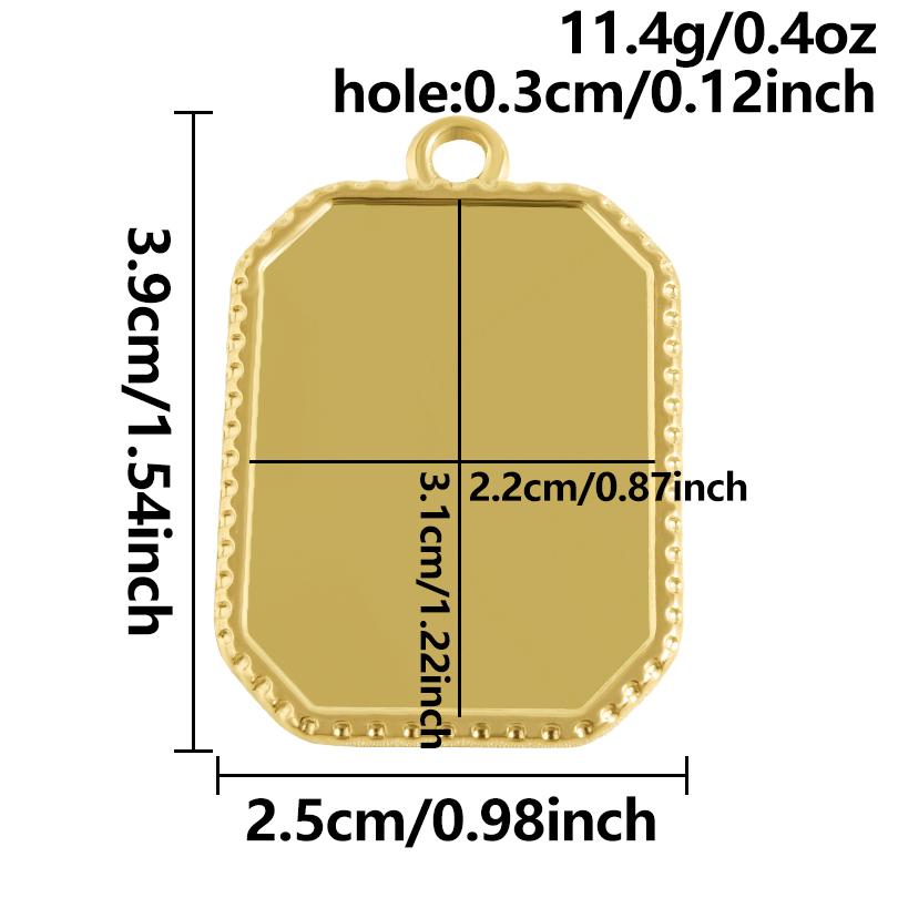 6Pcs Blank Settings Cabochon Pendants Round Rectangle Square Charm Stainless Steel Charms For Jewelry Making Bulk Diy Necklaces
