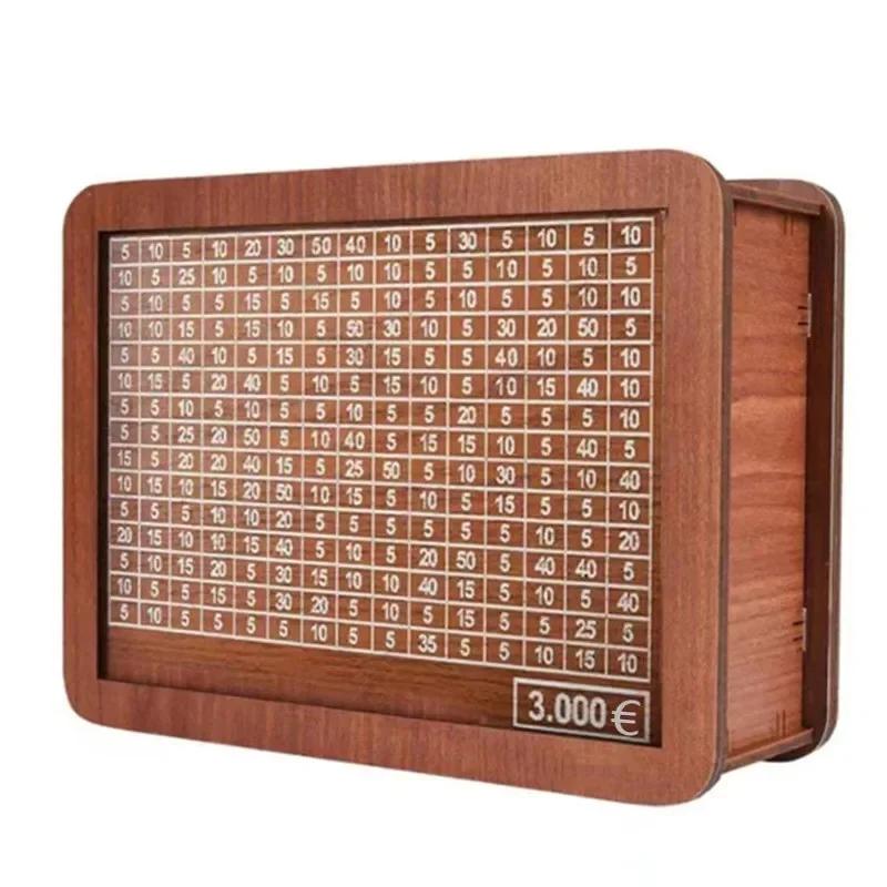 Копилка для денег 500/1000/2000/3000/5000/10000 евро, деревянная копилка для денег, многоразовая копилка с копилками для целей и чисел