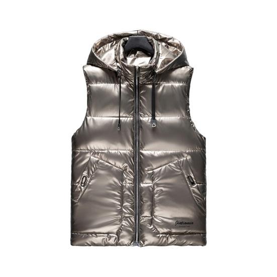 Мужской жилет, пальто с воротником-стойкой, с капюшоном, без рукавов, застежка-молния, зимний жилет, верхняя одежда с карманами, однотонный цвет