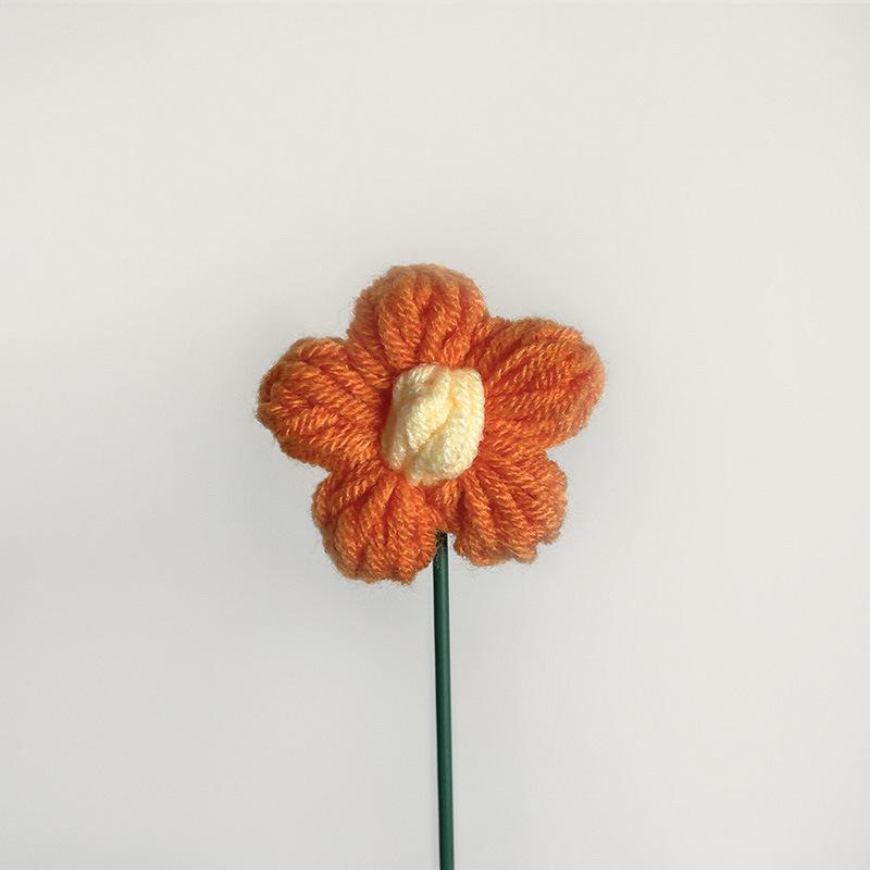 Handmade Woven Yarn Knitted Faux Flower Bouquet