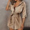 Half Sleeve Elegent Beauty Lady Dress Above Knee Loose Closure Summer Turn-down Collar Soft Button Shirt Dress Dress