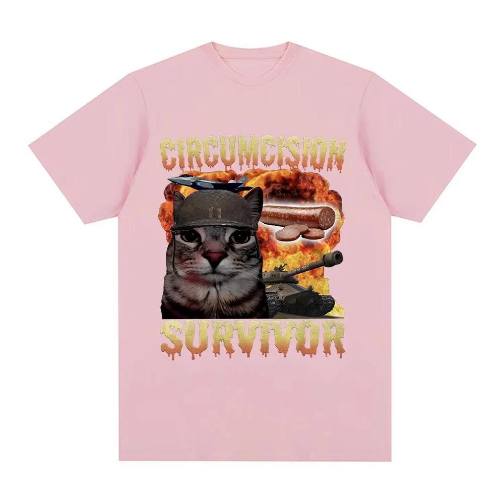 Circumcision survivor funny cat model T-shirt women retro T-shirt casual short sleeved T-shirt street wear
