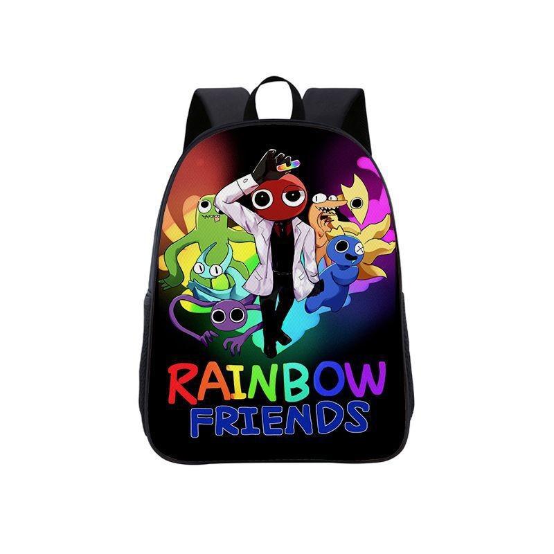 Rainbow Friends Color Anime Cartoon Print School Backpack For Boys Girls And