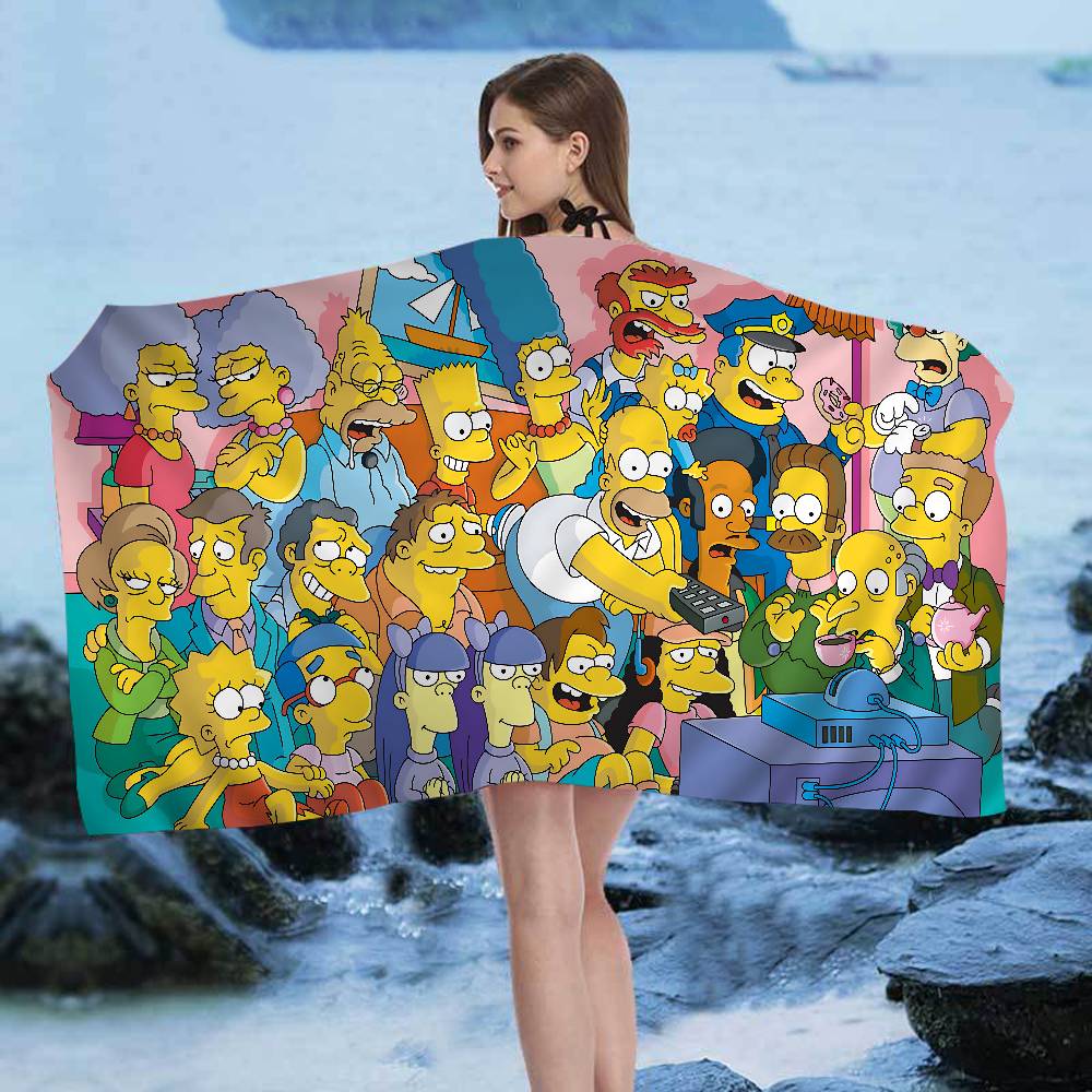 Мультяшное Полотенце The S-Simpsons из Микрофибры Мягкое Впитывающее Дышащее Для Девочек Детей Декоративное Мультяшное Пляжное Полотенце