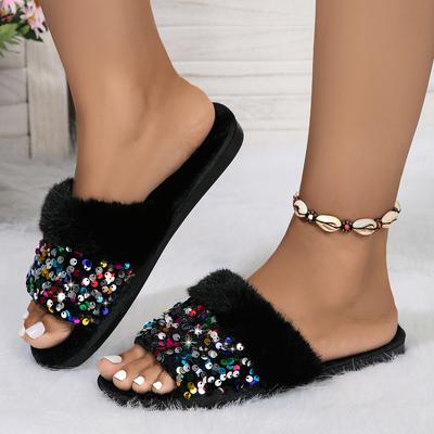 Модные женские тапочки из хлопка, плюшевые туфли на плоской подошве, зимние трендовые повседневные плюшевые зимние сапоги, теплые и удобные домашние тапочки из хлопка