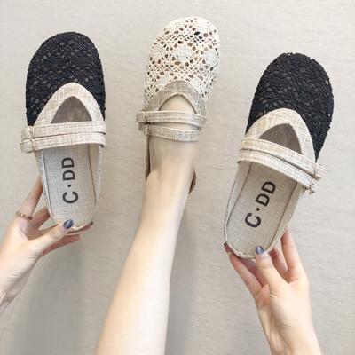 Тапочки Baotou Half Slippers женские летние 2024 новые сетчатые полые студенческие женские туфли плетеные плоские ленивые тапочки