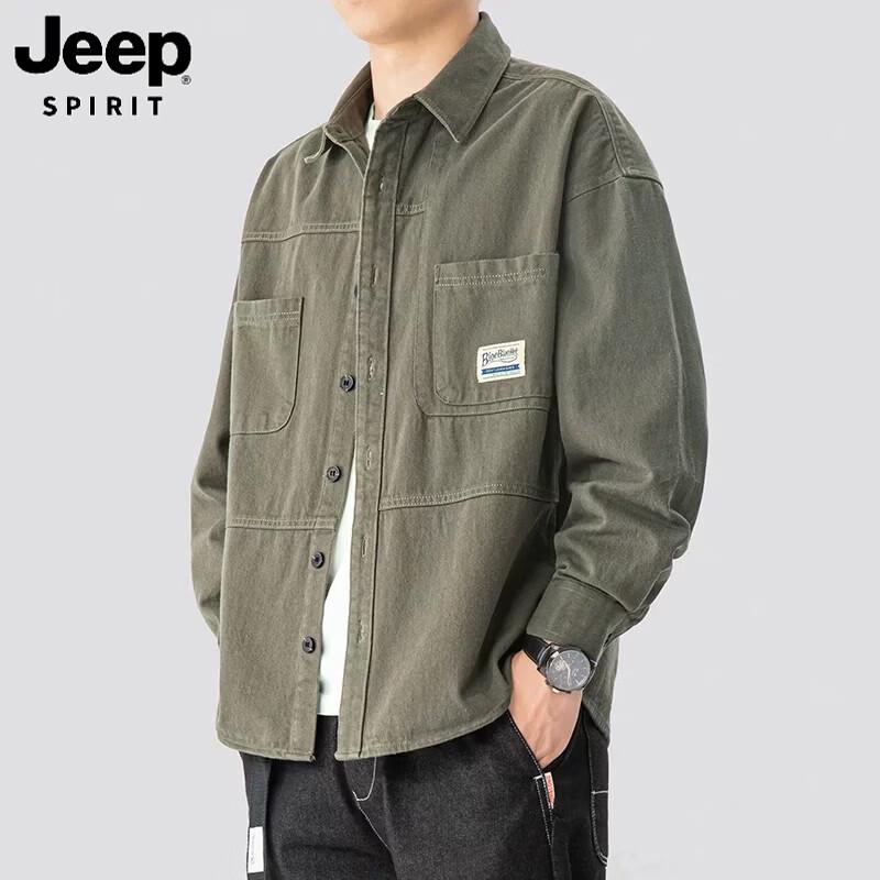 JEEP SPIRIT Men's Vintage Utility Oversized Cotton Jacket