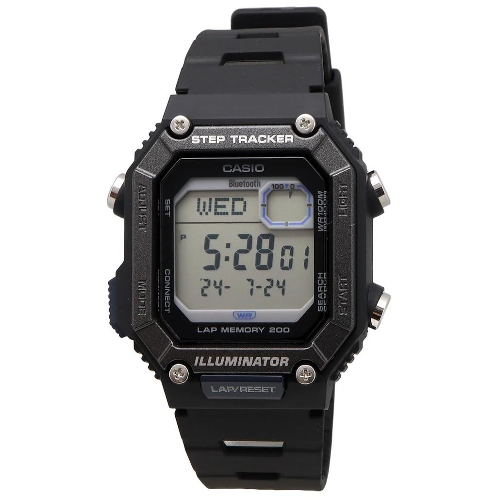 Casio WS-B1000-1AV Цифровые часы с Mobile Link, Bluetooth, Шагомером, Мужские, Черные, Импортные