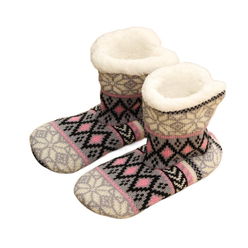 Мягкие флисовые носки-тапочки в полоску, зимние теплые носки, милые толстые термоноски для женщин