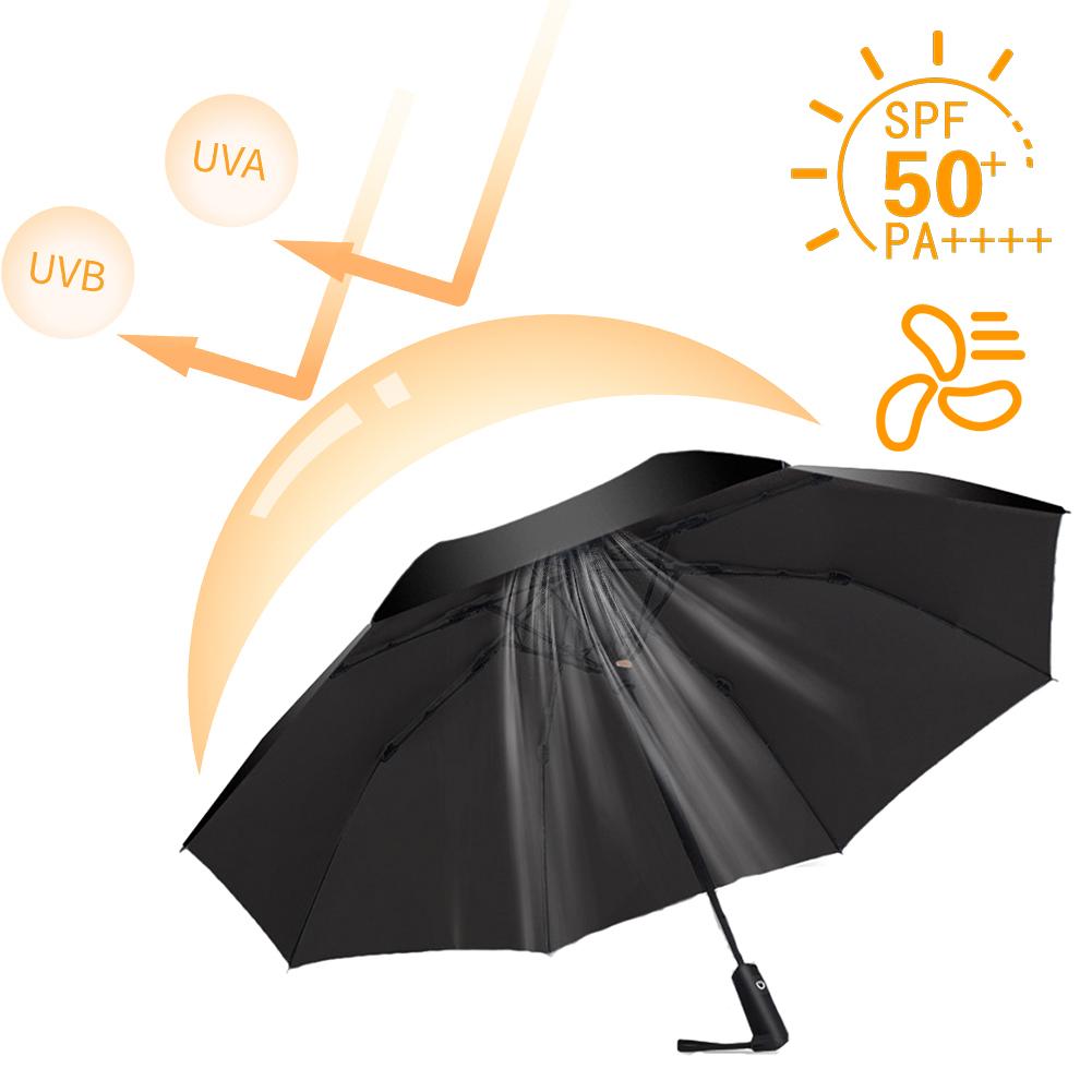 Umbrella with Fan USB Rechargeable Portable Umbrella Summer Cooling Sun Block Folding Umbrella Luxury Business Gift Umbrella