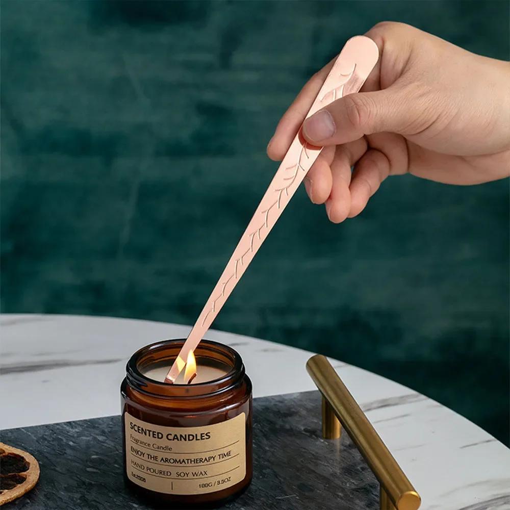 Набор аксессуаров для свечей 3-в-1: триммер для фитиля, гаситель, подставка. Нержавеющая сталь. В подарочной коробке. Набор для ухода за свечами. Принадлежности для любителей DIY-свечей.