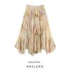 Kaslead New Women Clothes Western Style Fashion Print Laminated Decoration Skirt 3694011 023