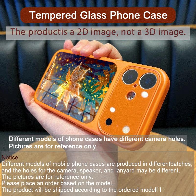 Эстетичный Чехол для Телефона из Оранжевого Стекла с Рисунком Осенних Кленовых Листьев для iPhone 17 16 Pro Max 15 14 13 12 Mini 11 X XS 7 8 14Plus