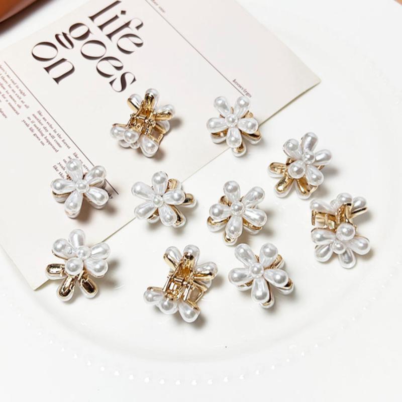 Exquisite Metal Flower Hair Claws Luxury Imitation Pearl Small Hair Clip Crab Hairpin Barrettes For Girls Children Hair Accessories