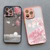 Розовый чехол для телефона с цветами персика для iphone 15 14 13 12 Pro Max Mini 11 16 14 Plus XR XS X 7 8 Plus SE 2020 Цветочный задний чехол Funda Capa