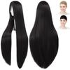 CaseEden Cosplay Wig, Premium, Smooth, Long, Straight, 100cm, Black Hair, WIG6150