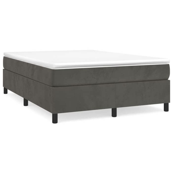 Cadre de lit avec matelas - Maison Exclusive - Velours gris foncé - 140x200cm - 2 places