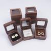 Vintage Wooden Ring Box Jewelry Organizer Square Wood Grain Wedding Rings Holder Earrings Jewelry Display Packaging Gift Boxes
