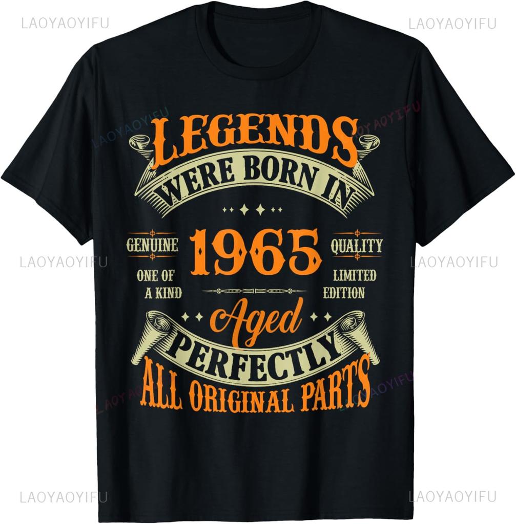 Vintage 61th Birthday Decorations Men Funny 1965 61 Birthday TShirt Custom Printed Cotton Graphic T Shirts Casual Camiseta