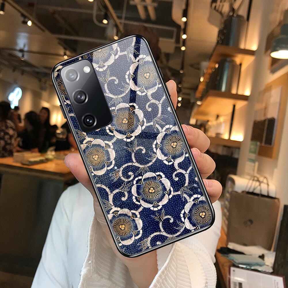 Art Flowers Banana Leaf Tempered Glass Shell Phone Case For SamSung Galaxy S8 S9 S10E S20 S21 S5 S30 Plus S20 Fe 5G Lite Ult