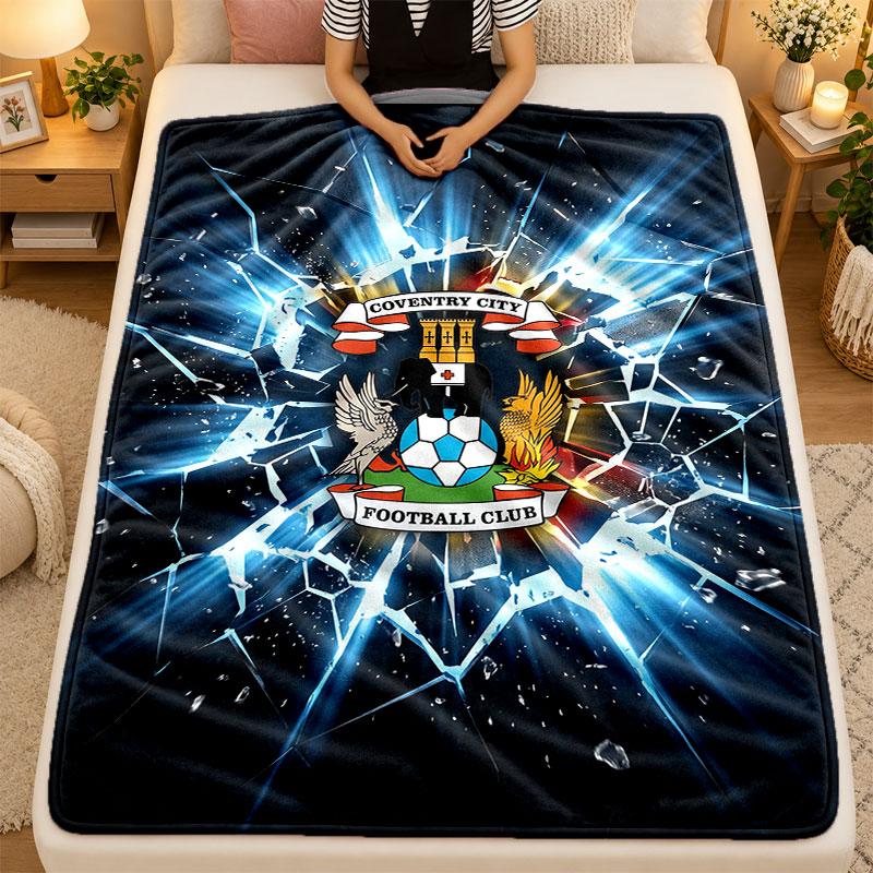 Flannel BlanketCoventry City Football Warm Soft Throw Blanket for Indoor Sofa Bed Living Room Use