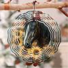 Metal Wind Chime 3D Horse Design with Sunflowers Autumn Leaves for Outdoor Garden Decor No Power Needed Horse Lover Gift