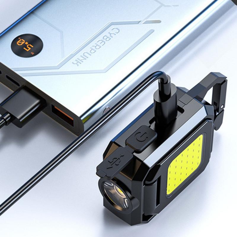TYPE-C Keychain Light COB Strong Magnetic Outdoor Camping Light Portable Small Flashlight Multi-purpose Beer Wrench