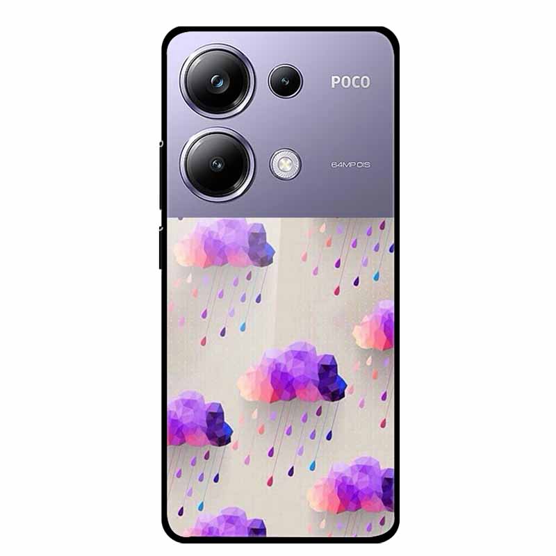 Чехол-накладка для Poco M6 Pro СтеклоЗакаленное Стекло Чехол Жесткая Задняя Панель Защита для Xiaomi Poco P oco M 6 Pro 6.67" Цветные Чехлы для Телефона