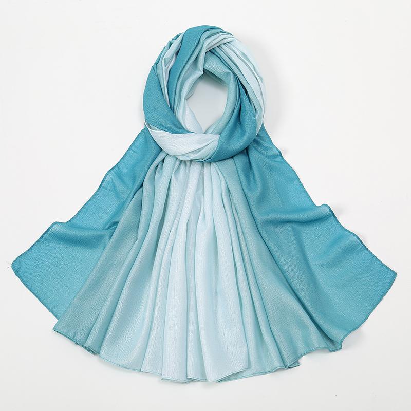 Women Glitter Shiny Hijab Scarf Gradient Shawls Muslim Ombre Turban Islam Ladies Shimmer Elegant Stole Gradient Shawl Tippet