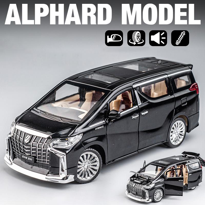 1/24 Toyota Alphard MPV Alloy Die Cast Toy Car Model Sound and Light Pull Back Children's Toy Collectibles Birthday Gift