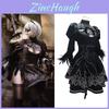 Yorha Nierautomata 2b Героиня Косплей Костюм Платье с Повязкой на Глаз Перчаткой