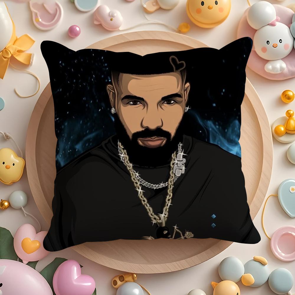 Pikpaka Rapper D-Drakes Cushion Cover Plush Fabric Soft Double-Sided Printed Sofa Warm Winter Home Gift Pillow Cover