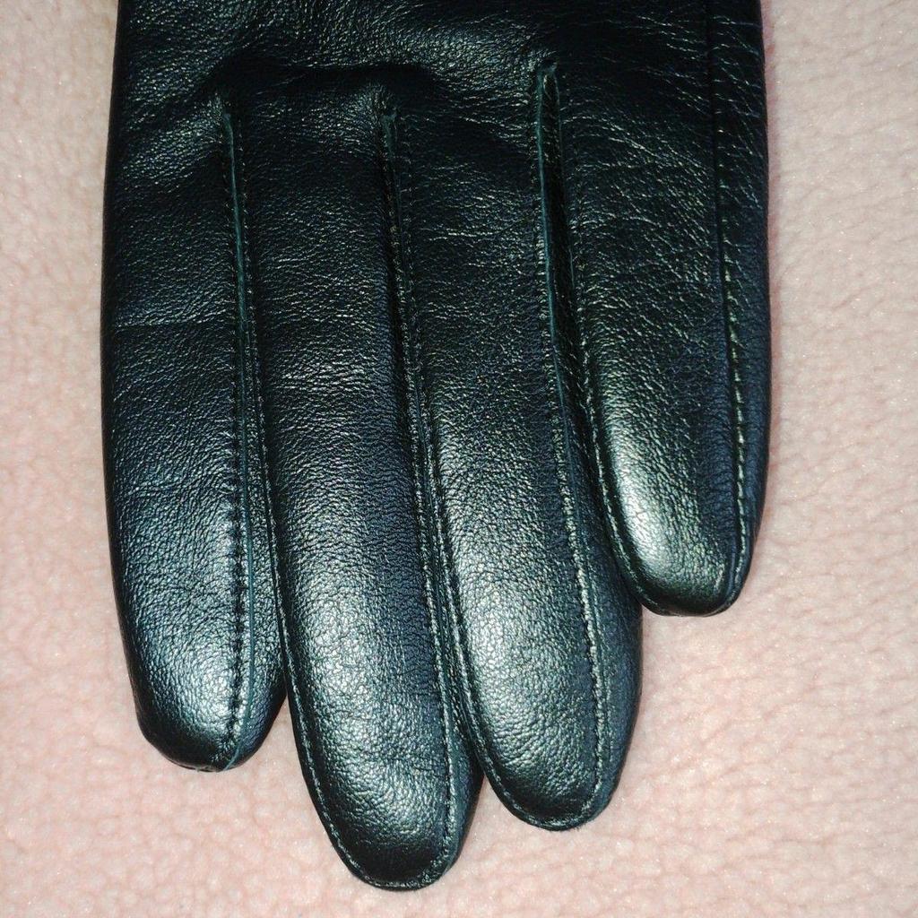 Used KITAMURA Sheepskin Arm Covers Gloves Fleece-Lined Lambskin Ladies Leather Gloves Scallop Design