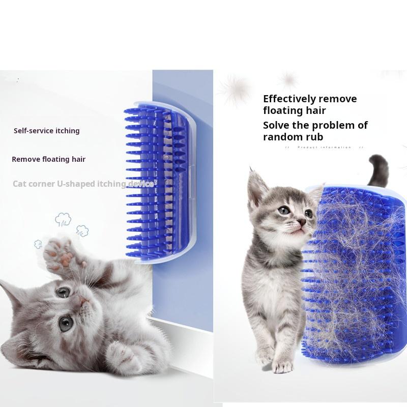 Массажная щетка для кошек, подходящая для домашних животных, компактная конструкция, саморасчесывающаяся щетка, устройство для царапания кошек, настенная угловая щетка для ухода за домашними животными, шарик
