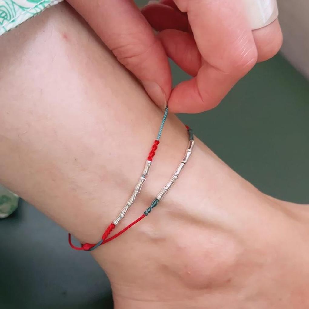 Women's Silver 925 Slavic Color Strap Simple Anklet