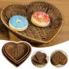Heart-Shaped Woven Storage Basket Multi-Uses Simulation Rattan Desktop Baskets For Bread Fruit Restaurant Serving Display Basket