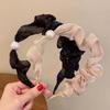 New Fashion Black Mesh Ruffle Pearl Headband For Women Girls Korean Sweet Lace Pleated Hoop Hair Band Hair Accessories