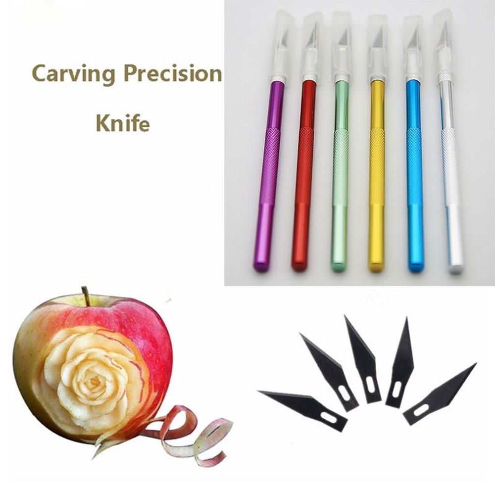 Sculpture Carving Pastry Tools Metal Scalpel Engraving Cutter with 6pcs Blade Non-slip Knife