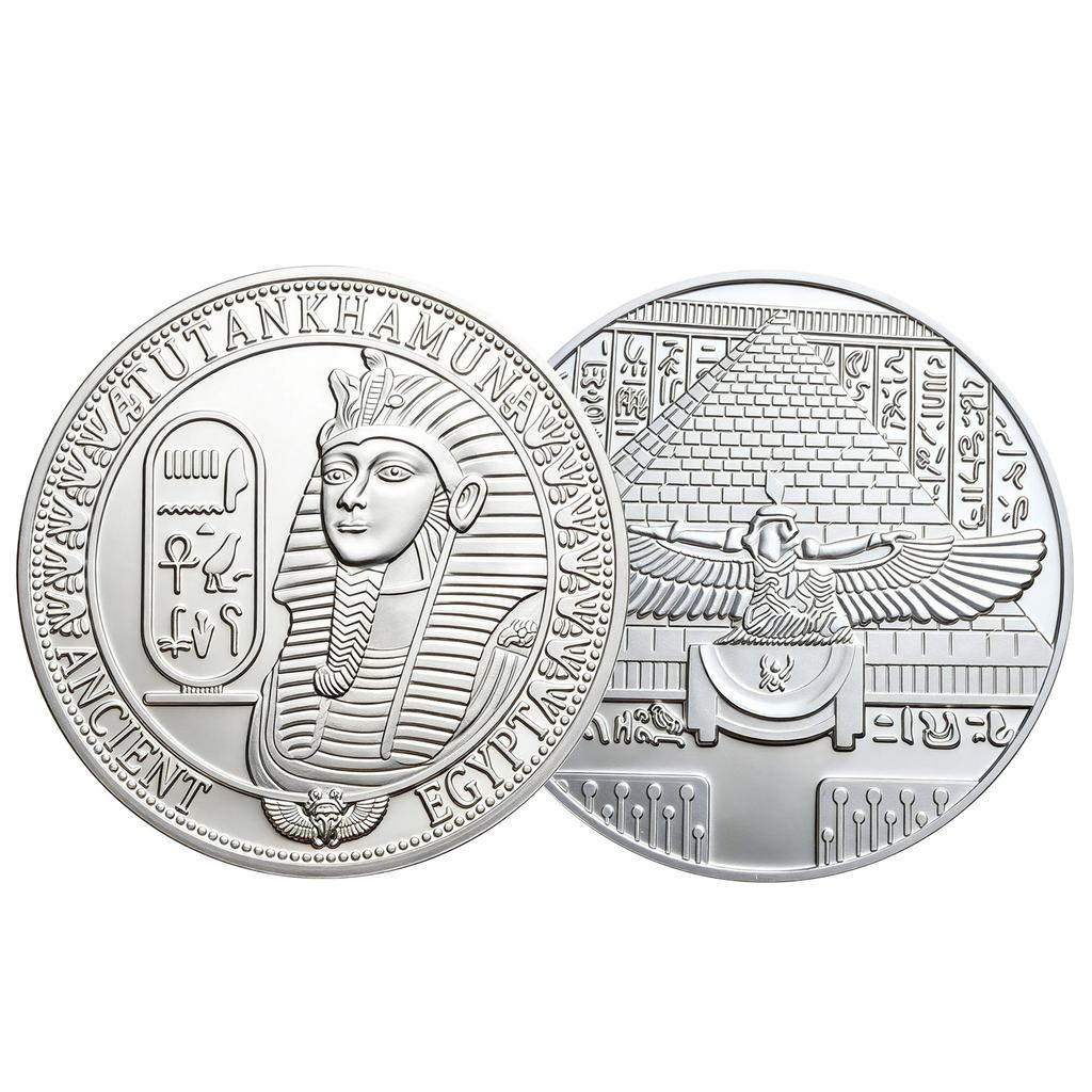 Ancient Egyptian Commemorative Coins Metal Museum Cultural and Creative, Commemorative Medals Collection Pyramid Pharaoh Relief Coins