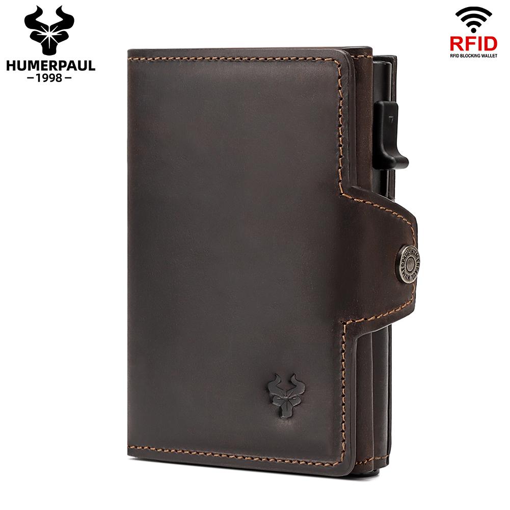 Humerpaul Мужской кожаный кошелек для монет из 100% коровьей кожи, держатели для карт и удостоверений личности