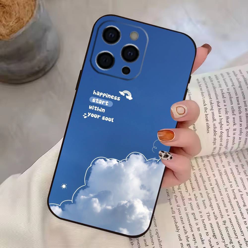 Simple Cloud Letters Pattern Phone Case Silicone Soft For IPhone 17 16 15 14 13 12 11 X XR Plus Pro Max Plus