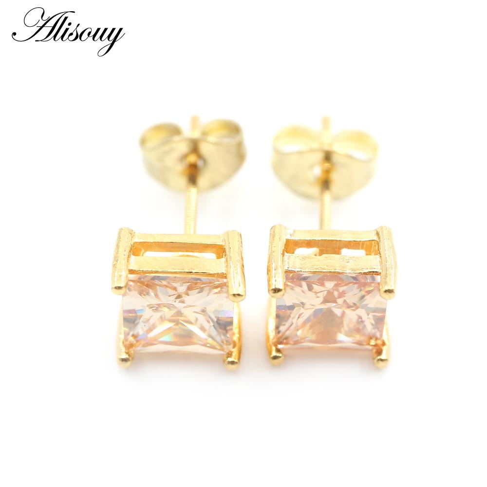 Alisouy 2 шт. квадратный кубический цирконий CZ кристалл из нержавеющей стали для женщин и девочек серьги-гвоздики в форме спирали пирсинг модные ювелирные изделия