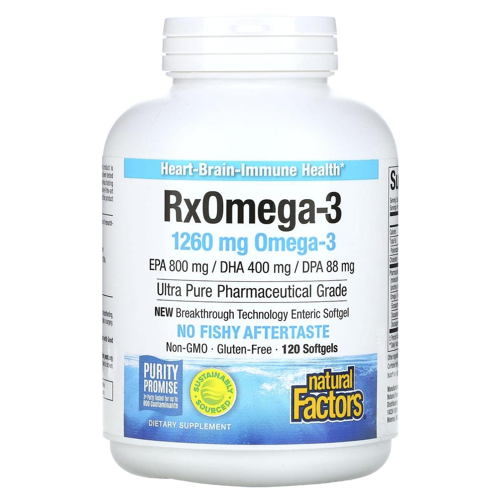 Natural Factors, Rx Omega 3, 1260 мг, 120 мягких капсул (630 мг на мягкую капсулу)