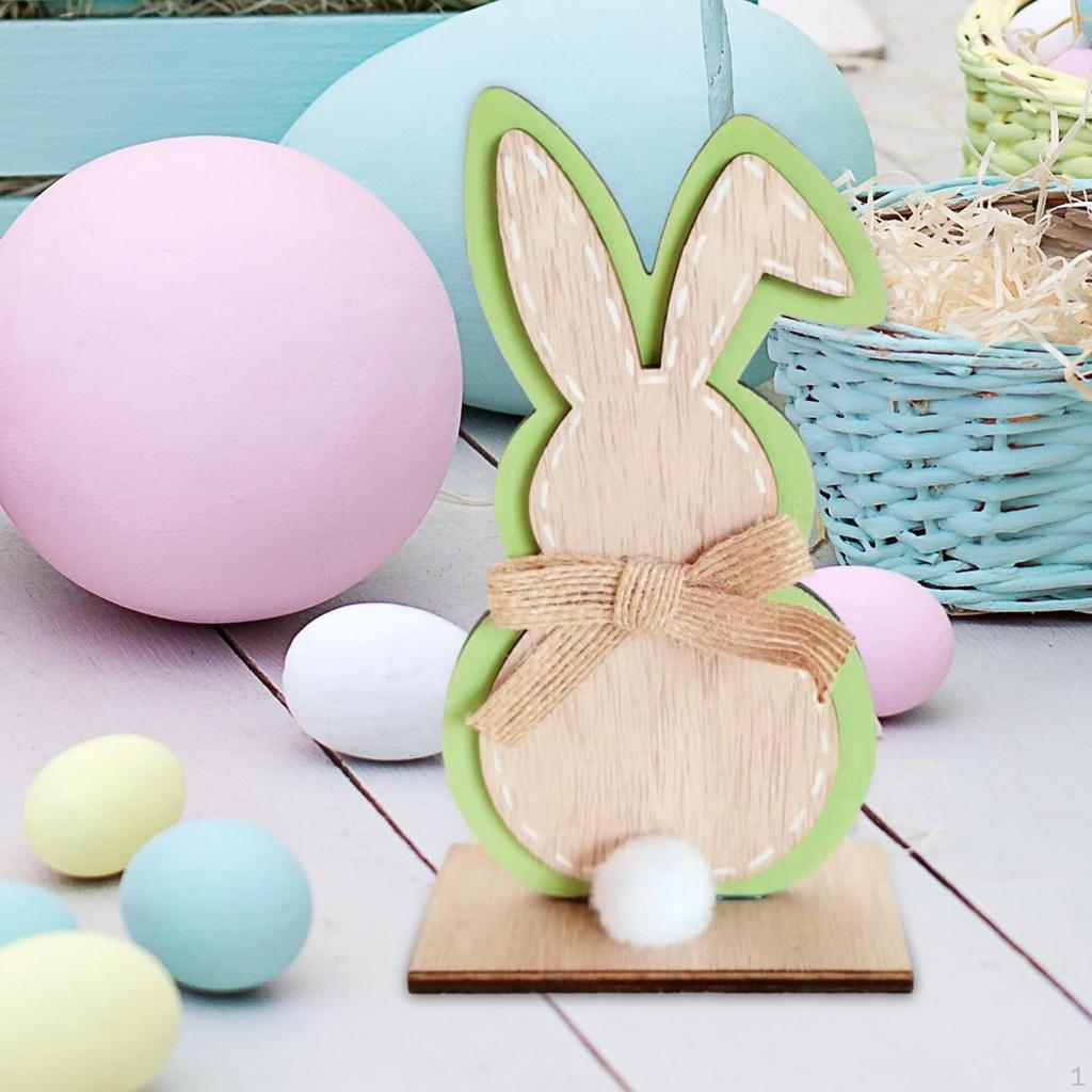 Easter Bunny Decorations Ornament Craft Desk Hallway Party Favors Indoor Rabbit Figurine Wooden