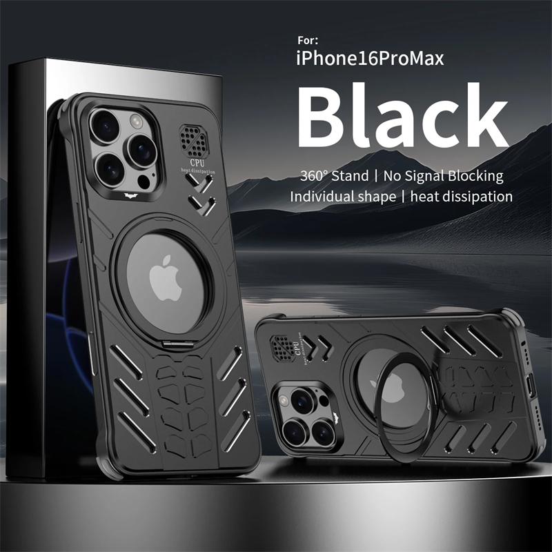Роскошный алюминиевый металлический безрамный чехол для телефона iPhone 16 15 Pro Max Magsafe Magnetic Bumper с вращением на 360° и подставкой для ароматерапии