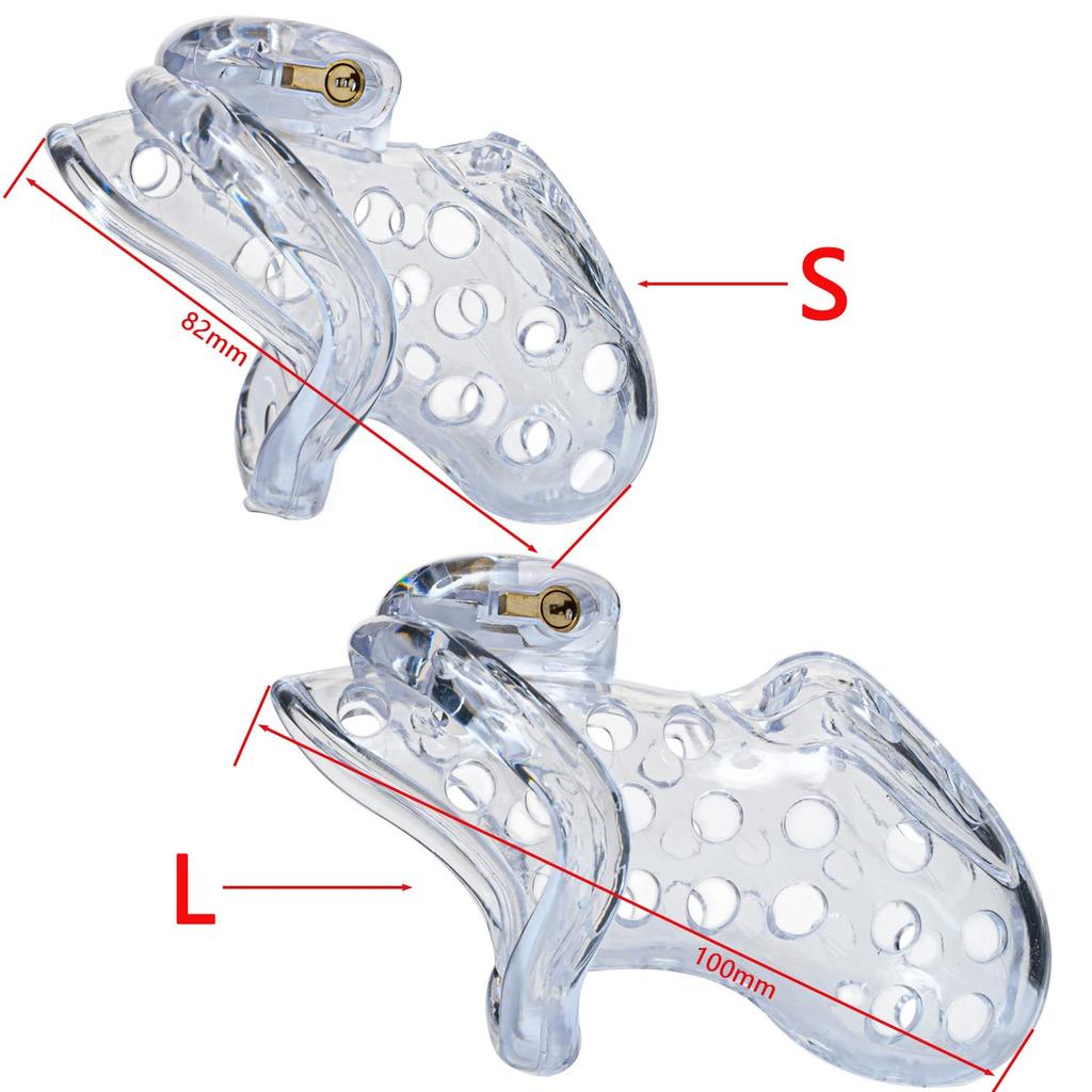 Male Chastity Lock Compact Chastity Belt with Lock Cock Cage Restraints Breastable Chastity Cage SM Couple Slave Adult Toys with 4 Cock Rings (S)