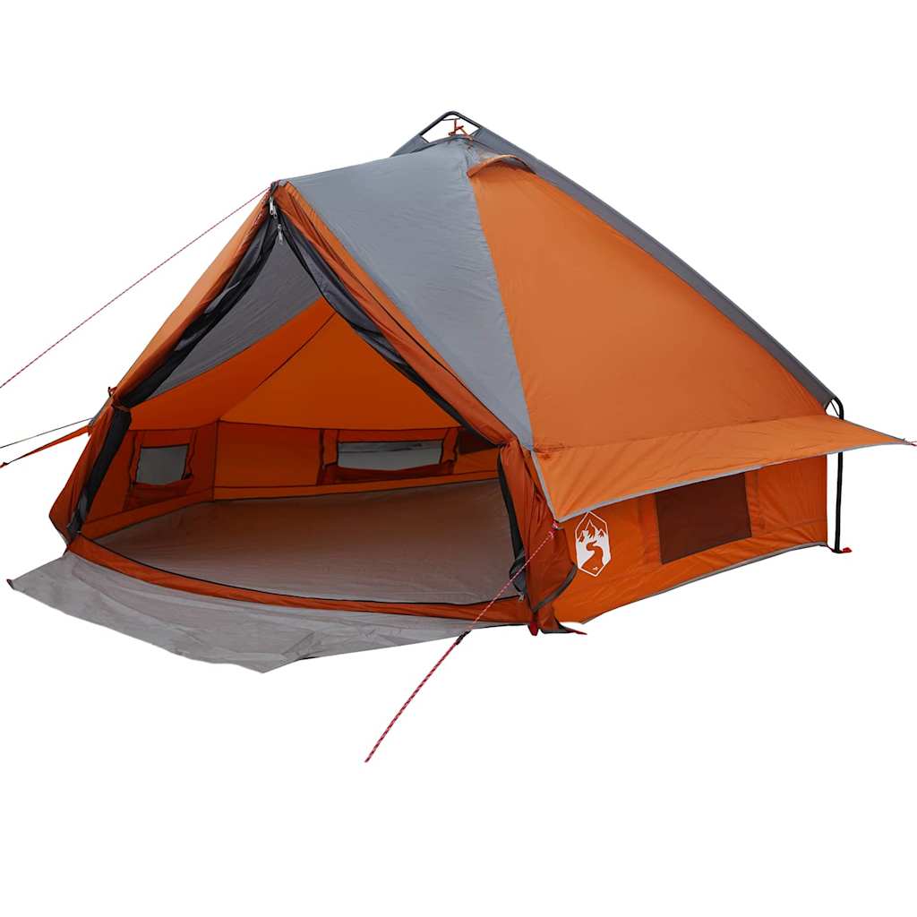 Teepee Tent for 6 Persons Gray and Orange 431 x 366 x 185 cm